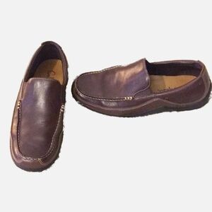Cole Haan Mens Brown Leather Loafer Shoes Size 8 Contrast Stitching Slip On
